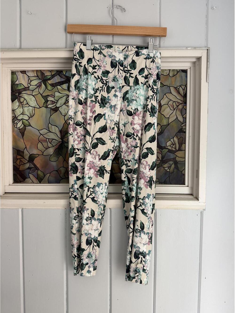 J.Jill Linen Stretch pink blue Floral Print Pants size xs